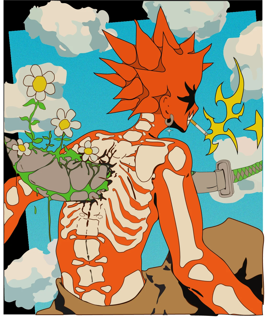 Squelette fleuri