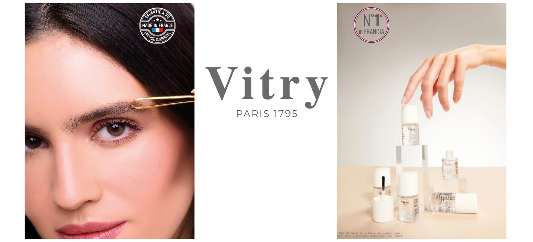 Le panneau de salon : le portrait, le logotype et les produits mis en scène.